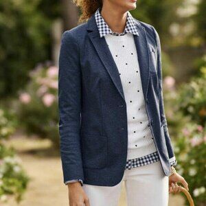 Talbots Womens 3XLP Plus Petite Dark Denim Blue Aberdeen Blazer Stretch Academia